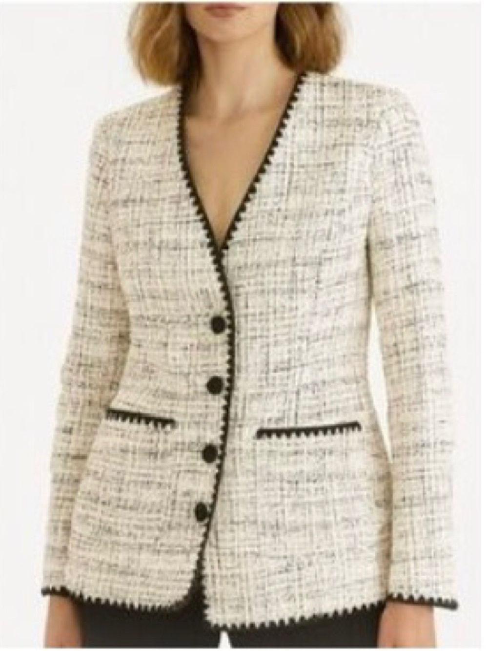 Talbots Tipped Tweed Blazer Jacket
